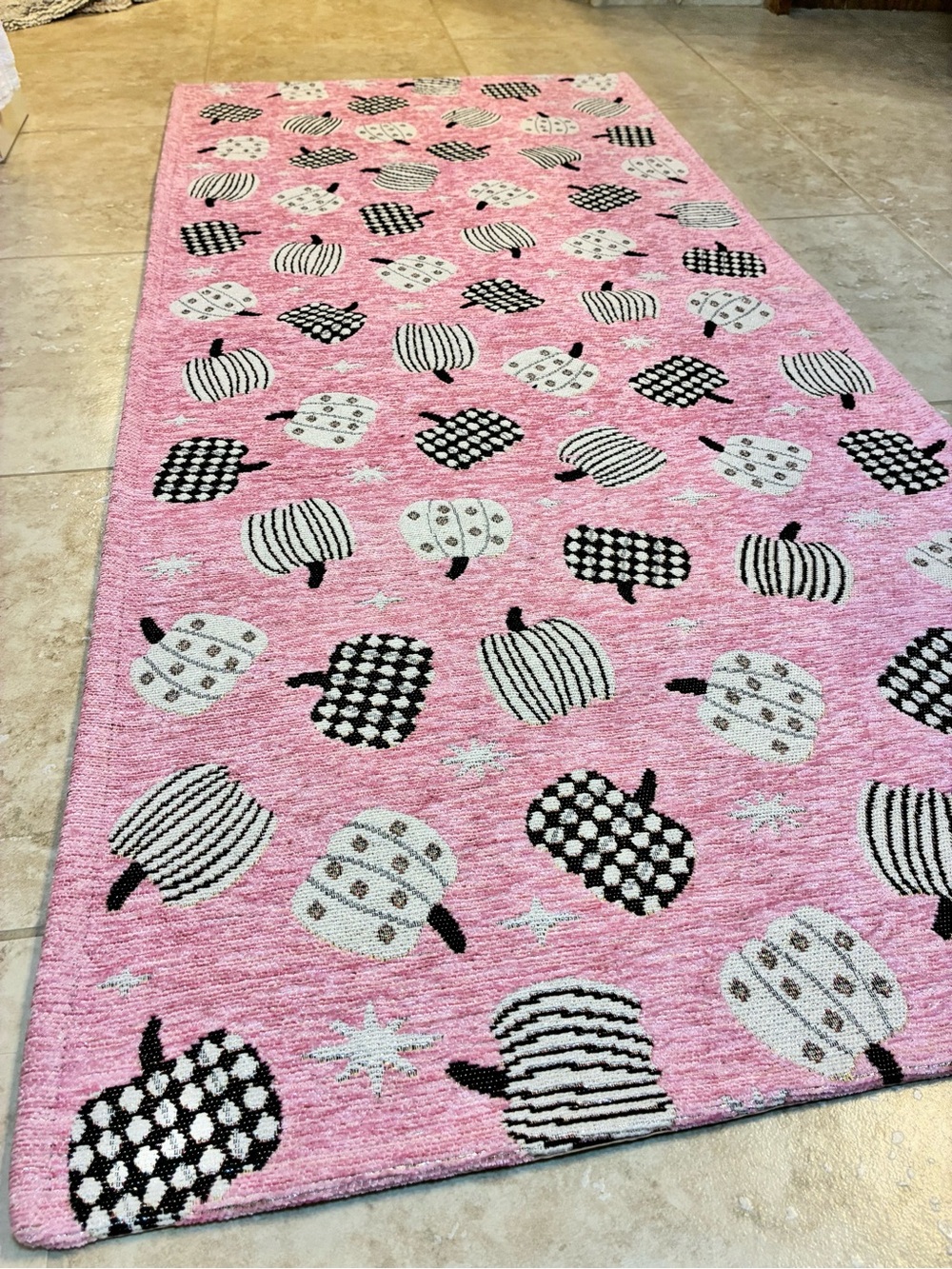 Spooky Hollow Pink and Black Halloween/Fall Accent Rug, 22x50 inches